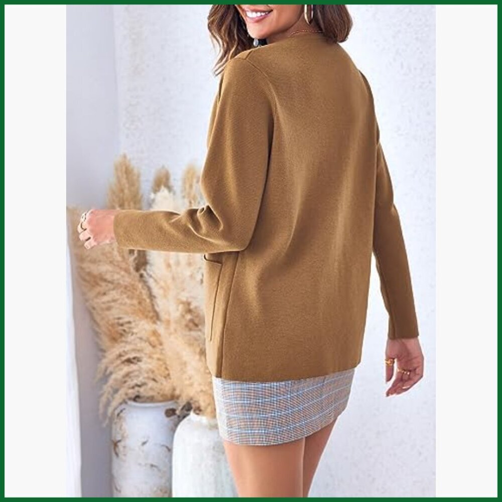Crew Neck Button Down Cardigan Sweater with Pockets - Picture 4 of 7